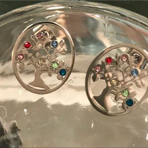 STUNNING Silver Tone “Tree of Life” Earrings